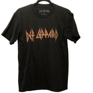 Def Leppard Solid Black Printed Logo Crewneck Short Sleeve T-Shirt S